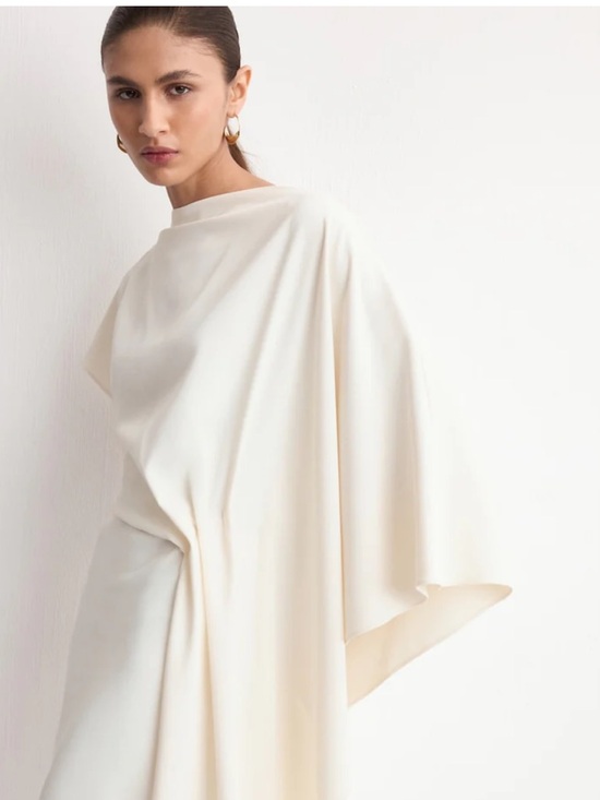 MANGO NWT one shoulder draped dress in burgundy maroon color - Picture 2 of 12